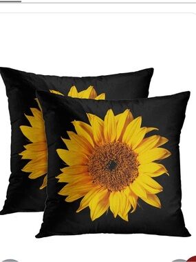 Velvet Sunflower Pillow Covers Square 16x16” (2-Pack) GOLD BLACK